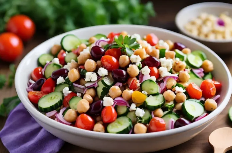 Mediterranean Chickpea Salad with Feta and Olives